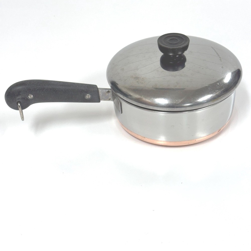 Vintage Revere Ware Copper Bottom Pot - 1 Quart double ring pre 1968